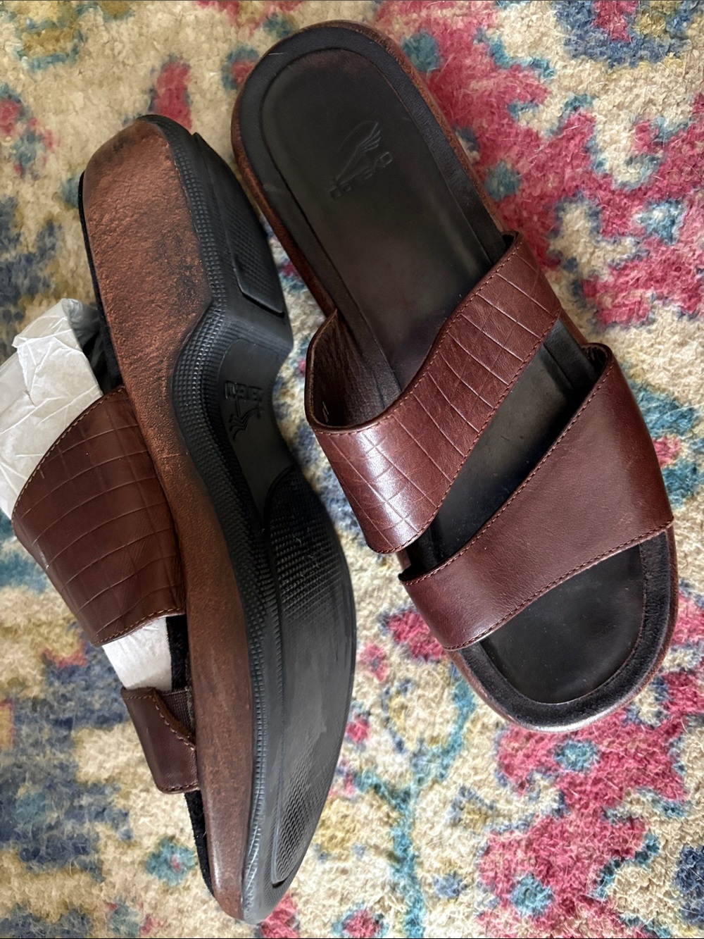 DANSKO Euro SZ 41 USA 10-10.5 Vintage Portugal made EUC Brown leather slide